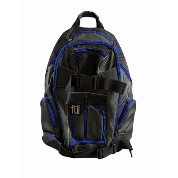 Ful Other - FŪL‎ Overton Backpack 20" Gray Blue Audio Port  Padded Vented Back Panel